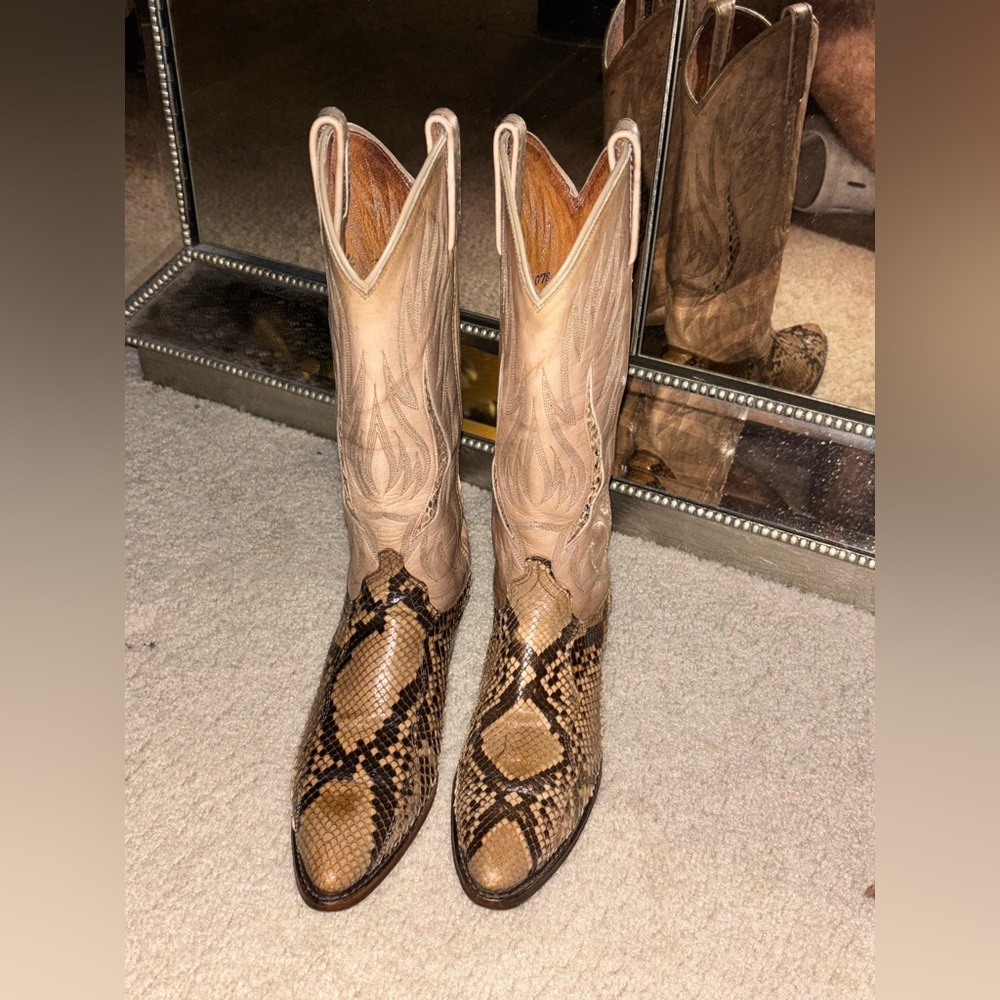 Dan Post Python Leather Boots Womens Brown Snakes… - image 2